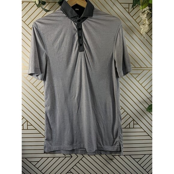 Lululemon Men's Button Short Sleeve Polo Shirt Gray Size Medium READ - Picture 3 of 10